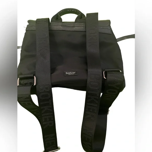 EUC Botkier Blk Faux Leather and Canvas Backpack great commuter bag Nylon straps - Picture 4 of 6
